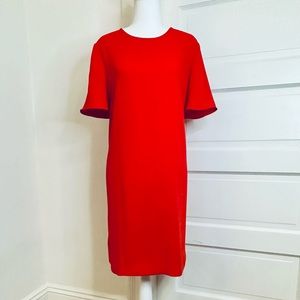 NWT Ann Taylor Short Flutter Sleeve Tomato Red Summer Dress, Size 12